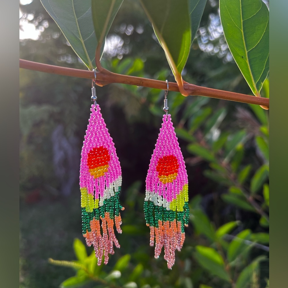 Beaded Sunrise Fringe Earrings